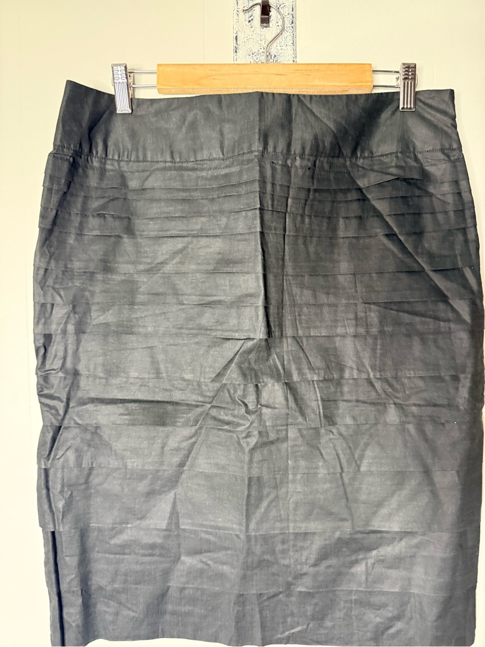 Kenar Black Cotton Pencil Skirt